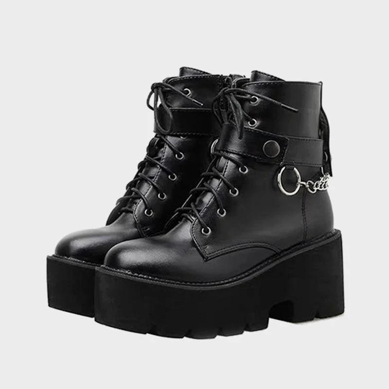 Chain Block Heel Boots