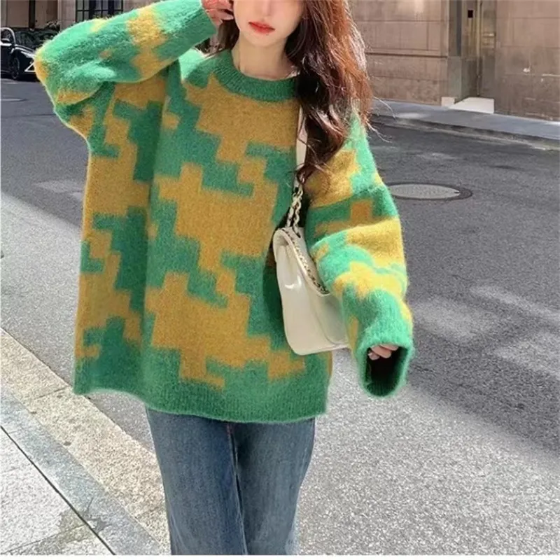 Churchf Churchf Advanced Sense Soft Waxy Color Retro Sweater Female Qiu Dong Small Languid Lazy Loose Show Thin Knit Jacket Tide