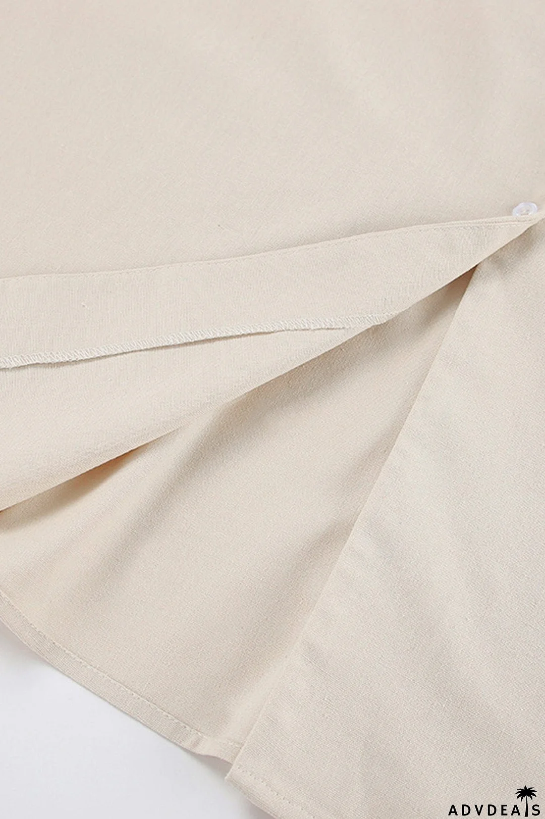 V Neck Single-breasted Cotton Linen A-line Dress