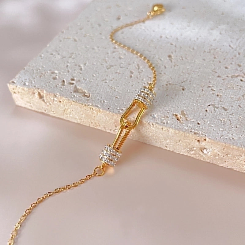 Elegant Minimalist Geometric Stainless Steel Zircon Bracelets In Bulk