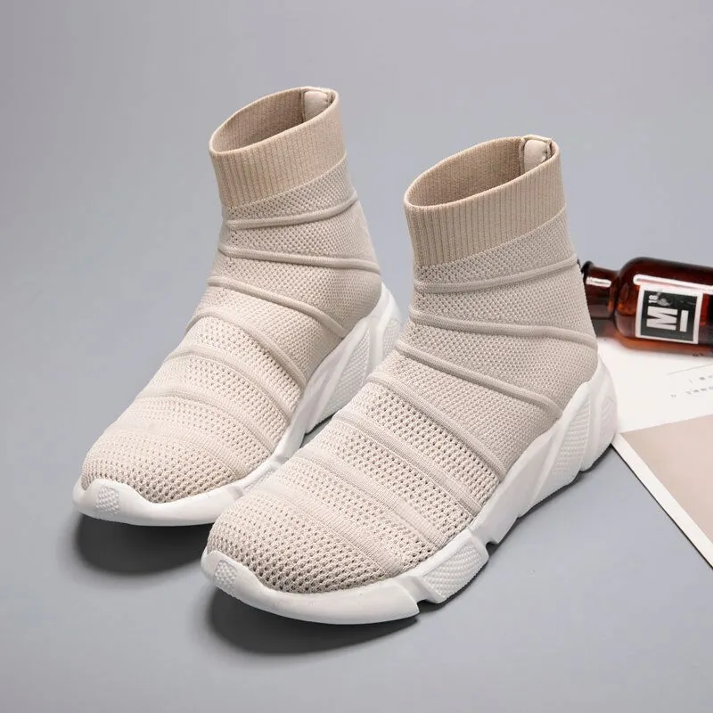 MWY Fashion Trend Couple Socks Boots Shoes High Top Lace Up Men Breathable Winter Casual Shoes Schoenen Thick Soled Ankle Boots
