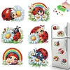 (US Only)6Pcs Ladybug Pattern DIY Acrylic DIY Diamond Painting Refrigerator Magnets Kit