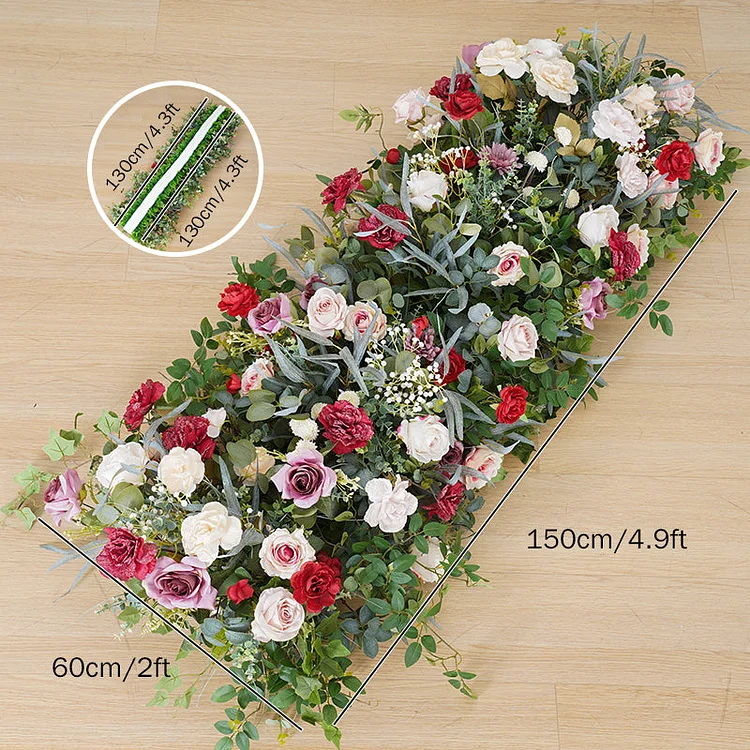 A8145 Luxury Wedding Stage Backdrop Greenery Babysbreath Rose Floral Arrangement
