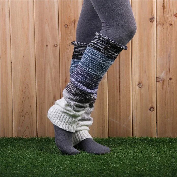 Leg Warmers Women Patchwork Colorful Lengthen Thicker Knitting  Womens Leisure High Quality Warm Sweet Kawaii Korean Style Chic