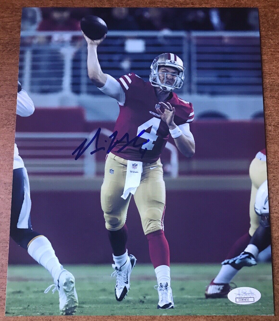 NICK MULLENS signed 8x10 Photo Poster painting San Francisco 49ers Football JSA COA