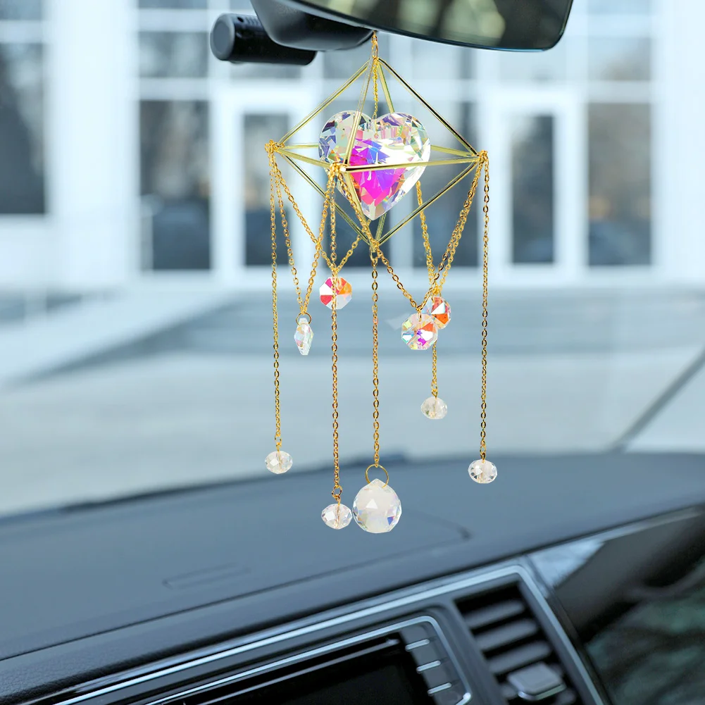 Crystal  Love Heart Hanging Metal Pendant Home Garden Car Decor
