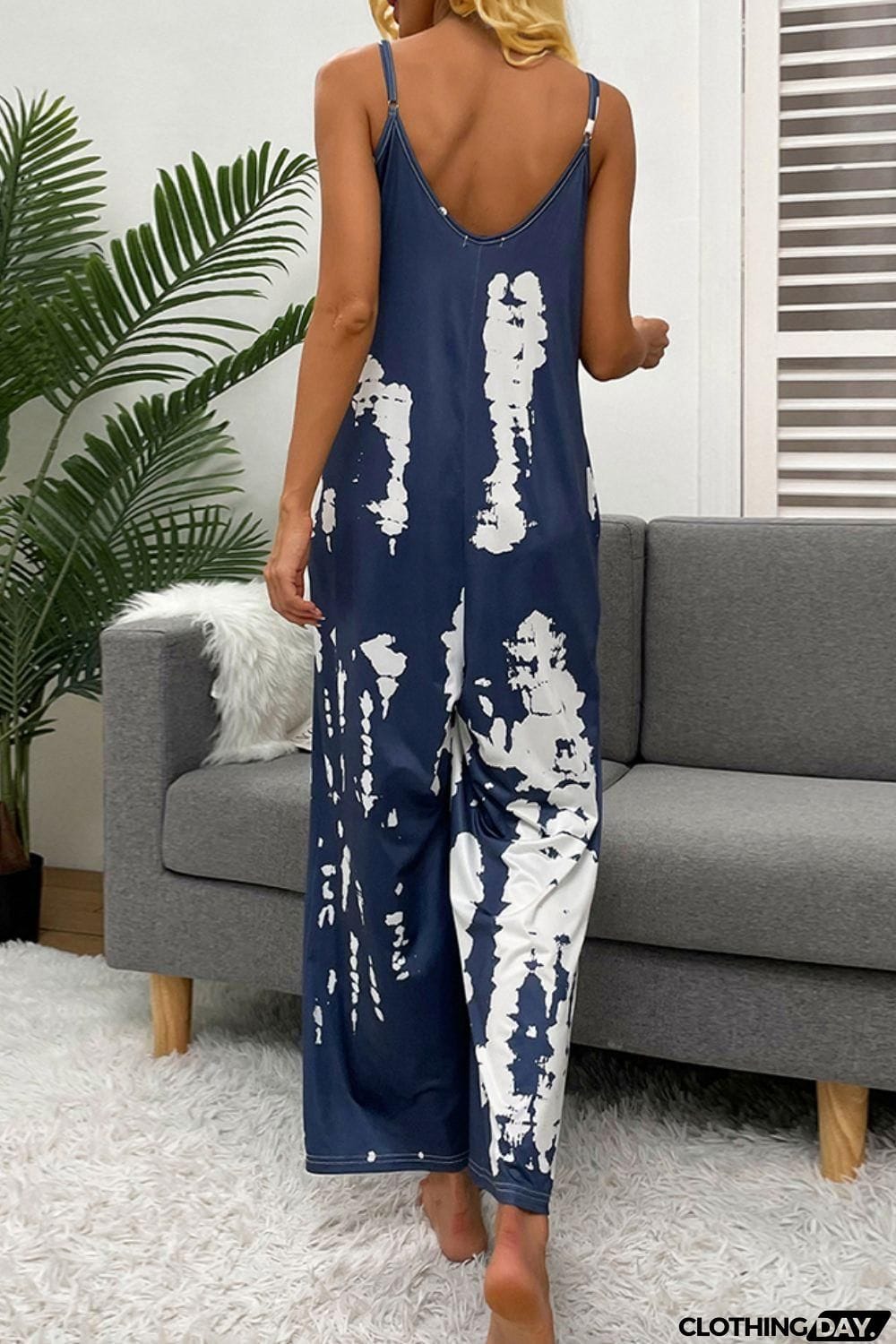 Tie-Dye Spaghetti Strap Jumpsuit with Pockets