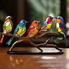 Acrylic Birds on Branch Statue Art Craft Stained Birds Ornament Collectible Gift