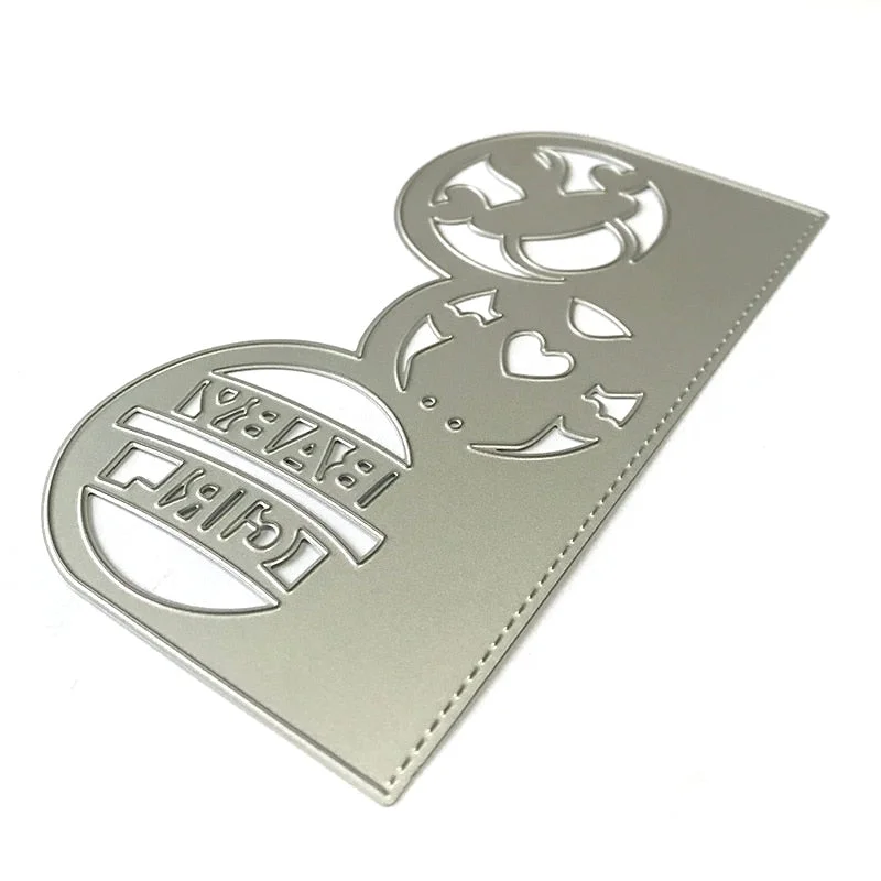 Cute Baby Boy Girl Invitation Border Dies for Card Making Metal Cutting Dies Scrapbooking Craft Dies Stencil Die Cut