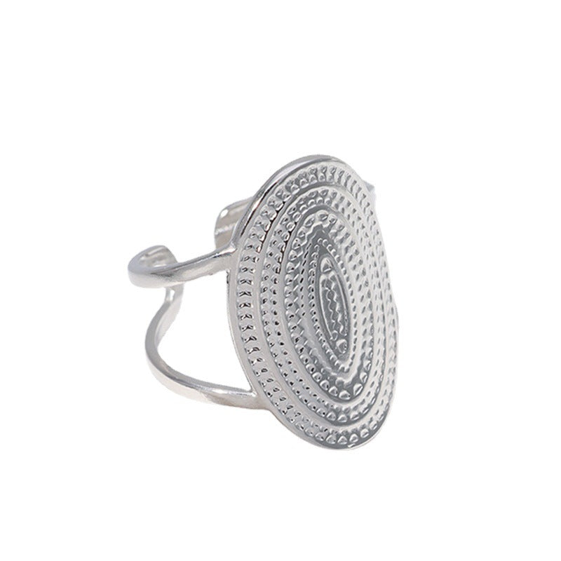 Women Expressive Ellipse Geometric Stainless Steel Electroplating Rings