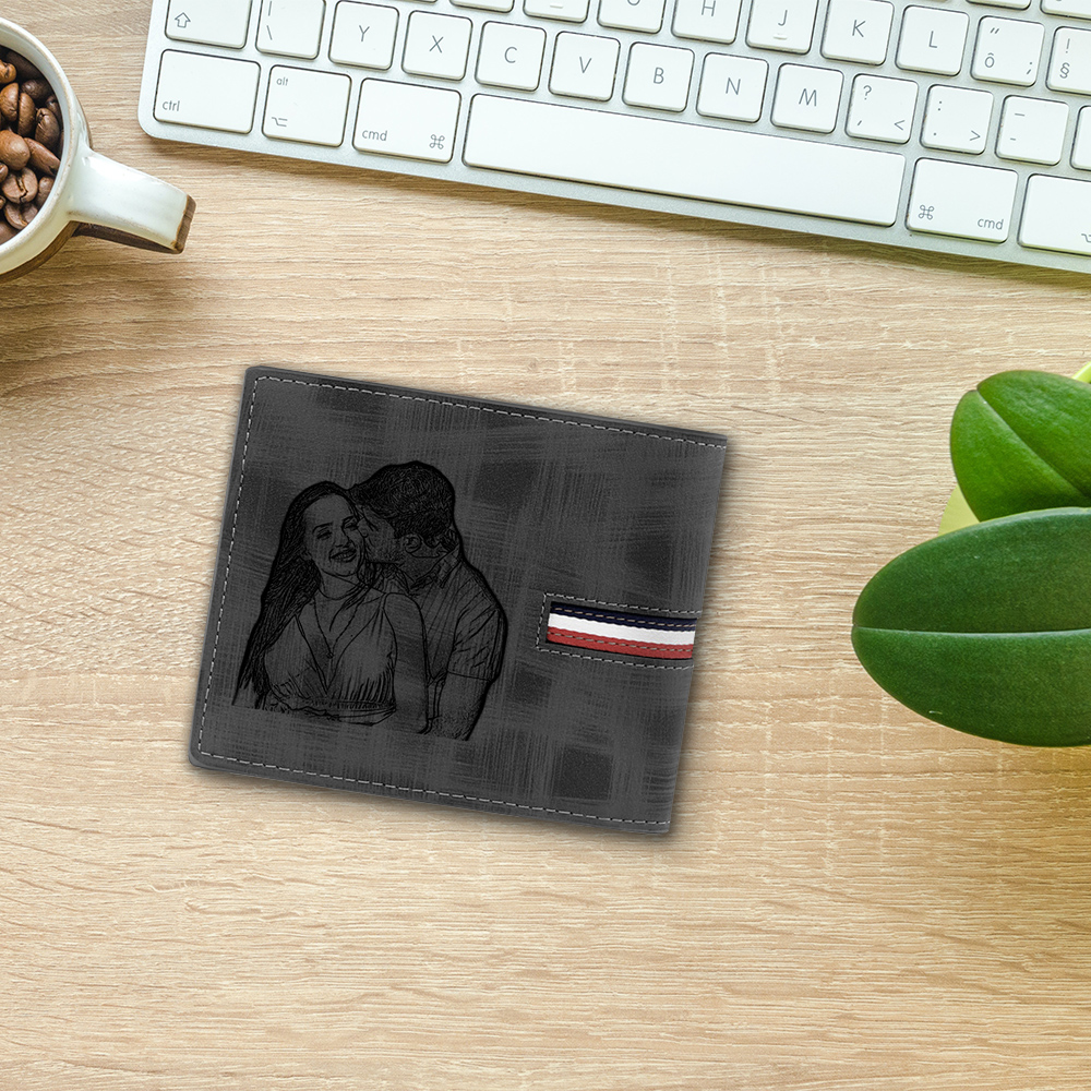 Portefeuille Classique 1 Prénom et Lettre Personnalisés avec Photo Porte-Monnaie Carte