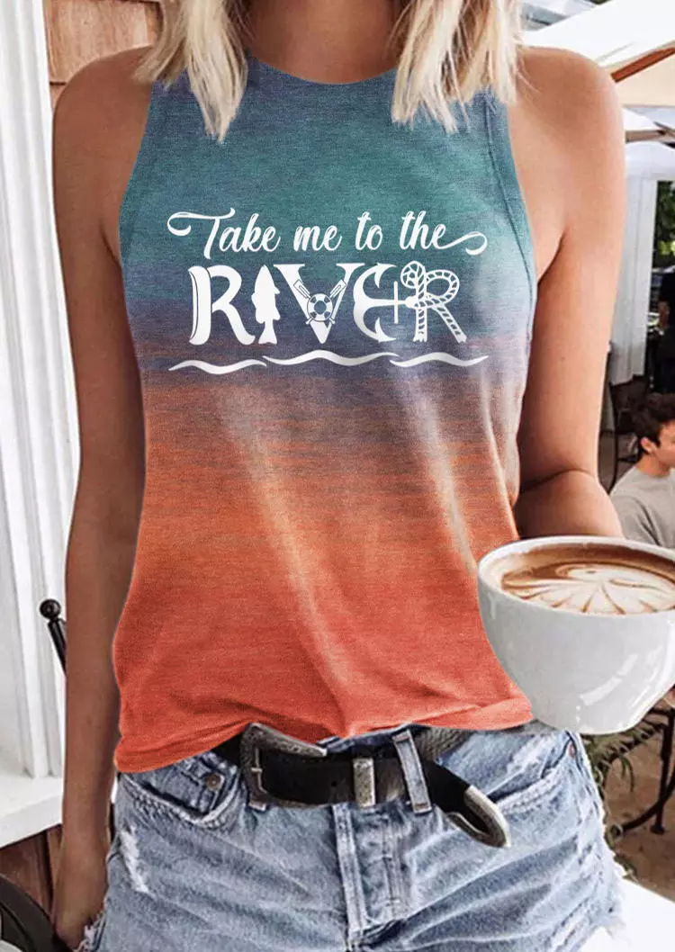 Take Me To The River Gradient Anchor Racerback Tank