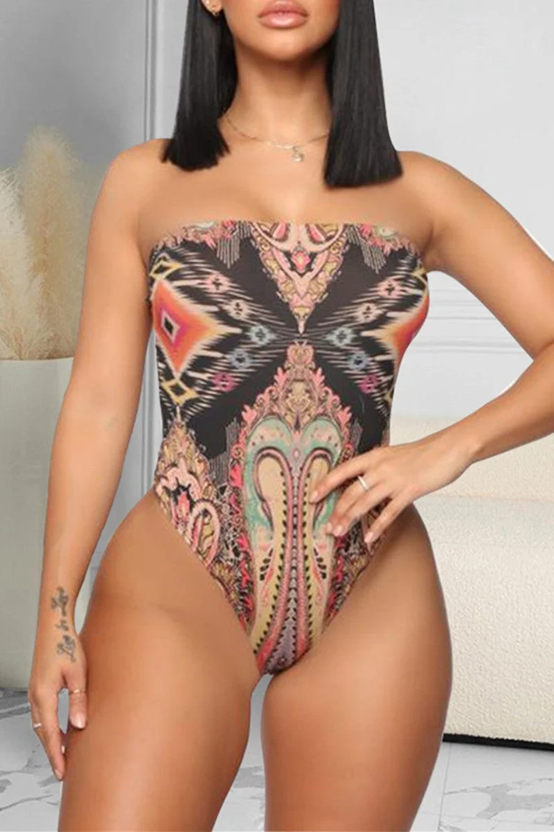 Fashion Sexy Print Backless Swimwears