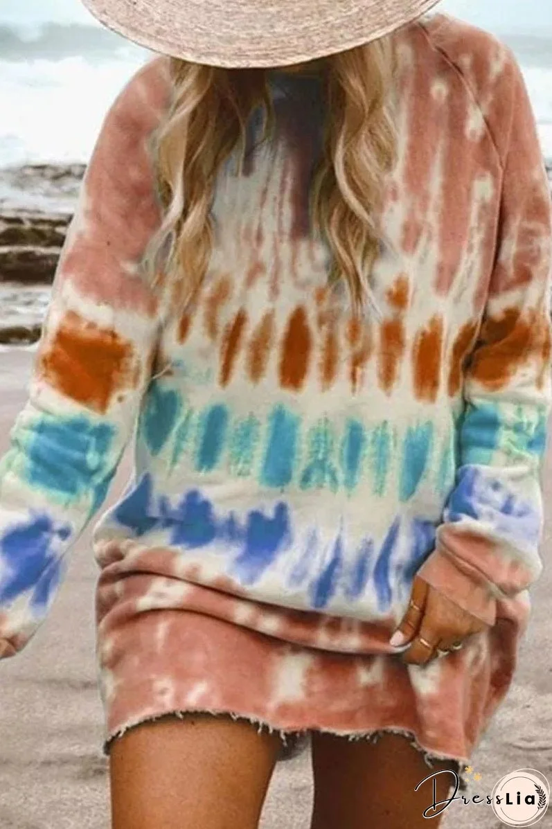 Tie-dye Blue Mini Dress(4 Colors)