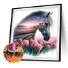 Pferd und Tulpe - Rundbohrer Diamantmalerei - 30*30cm