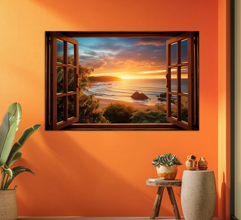 Sunshine Beach Window Canvas Wall Art
