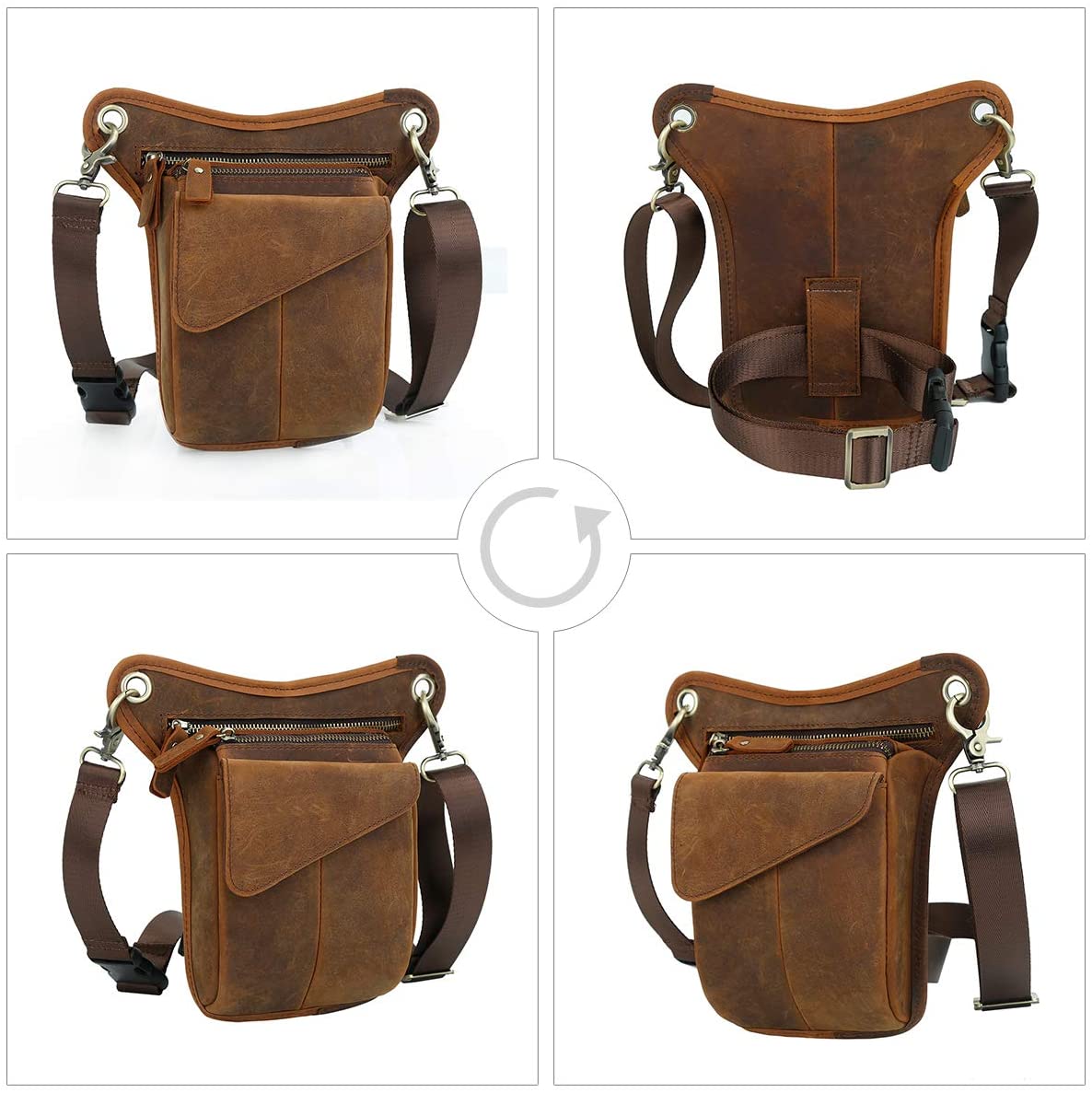 Genuine Leather Men's Drop Leg Pouch Tools Bags Tactical Leg Bag Purse Fanny Pack Thigh Bags Bike Cycling Hip Bag Waist Pack