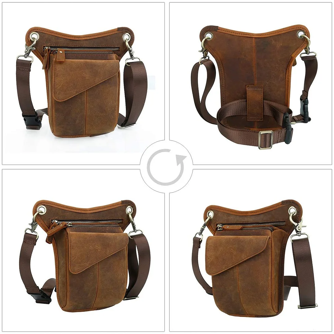 Genuine Leather Men's Drop Leg Pouch Tools Bags Tactical Leg Bag Purse Fanny Pack Thigh Bags Bike Cycling Hip Bag Waist Pack