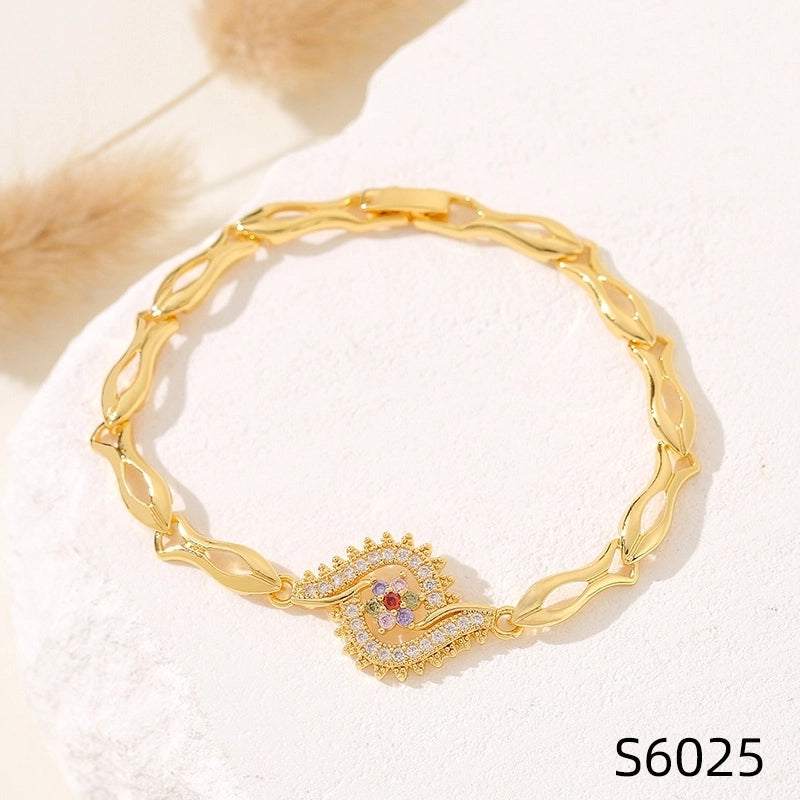 Minimalist Flower Copper Inlay Zircon Bracelets