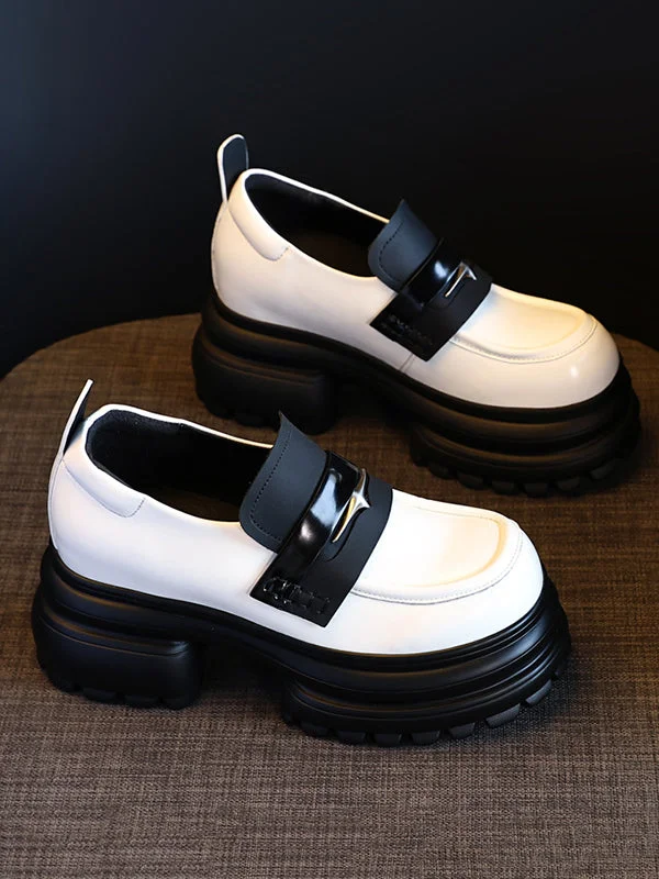Round-Toe Split-Joint Platform Shoes