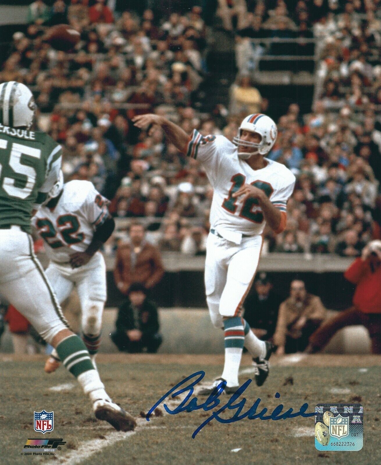 Signed 8x10 BOB GRIESE Miami Dolphins Autographed Photo Poster painting w/COA