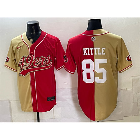 Men's San Francisco 49ers #85 George kittle Red Split Stitched Jersey