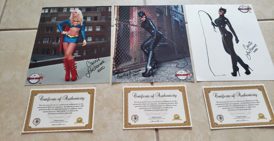 Lot of 3: Carrie LaChance Autographed/Signed Sexy 8x10 Photo Poster painting +COA's for each