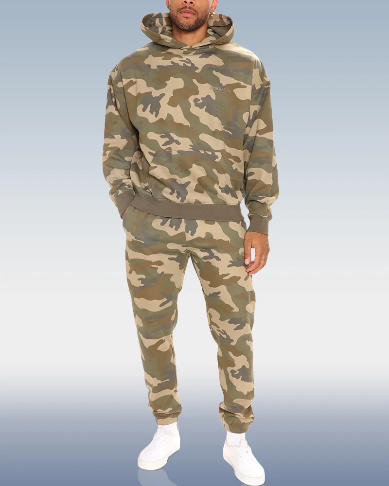 Men's Casual Camouflage Hoodie Set