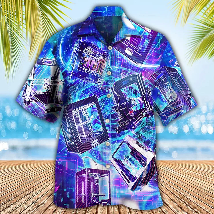 Mens Hawaiian 3D Printing in Modern Life Shirt