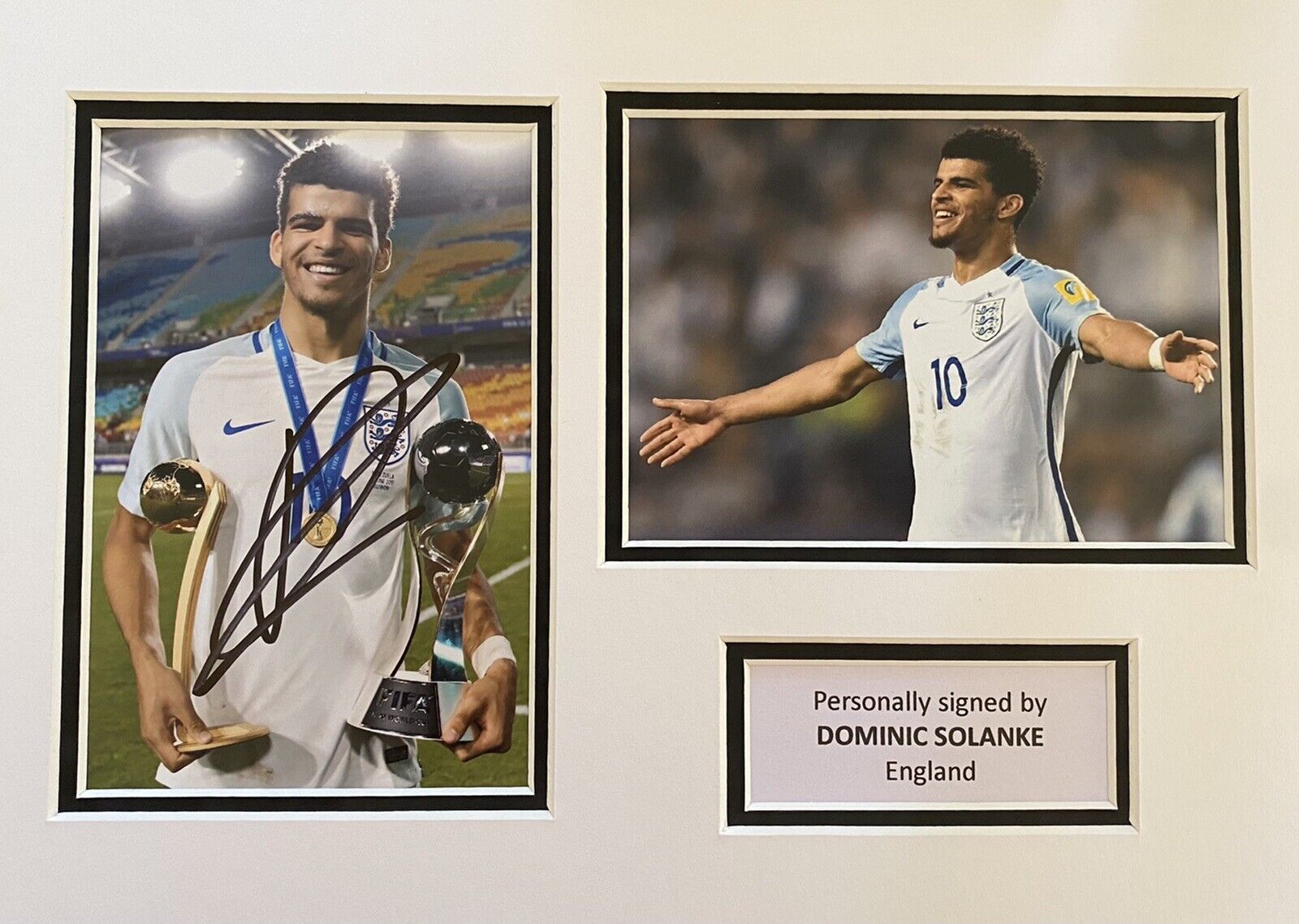 Dominic Solanke Hand Signed England Photo Poster painting In A4 Mount Display