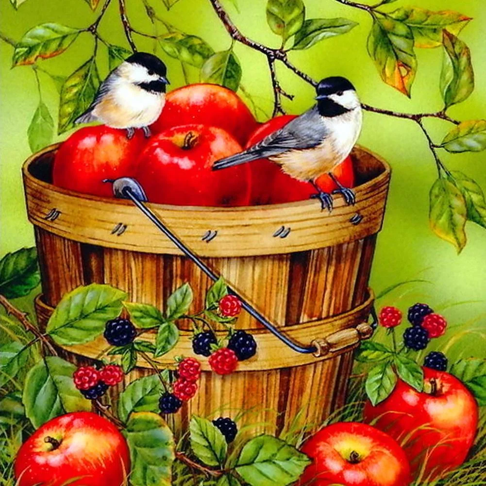 Diamond Painting - Full Round Drill - Fruits and Birds(30*30cm)