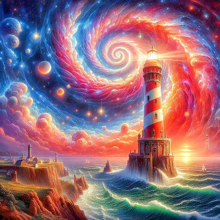 Seaside Lighthouse 50*50CM (Canvas) Full Round Drill Diamond Painting gbfke