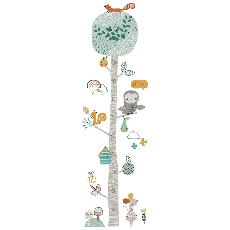 Cartoon Height Ruler Wall Stickers Animal Tree for Kids Room Bedroom Home Decor Wall Decals Baby Nursery Home Decoration Murals