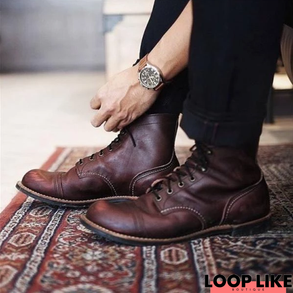 Men Vintage Genuine Leather Ankle Boots