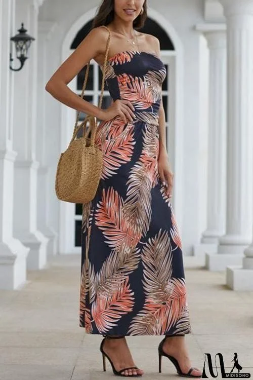 MidiSono - Print Strapless Pockets Maxi Dress