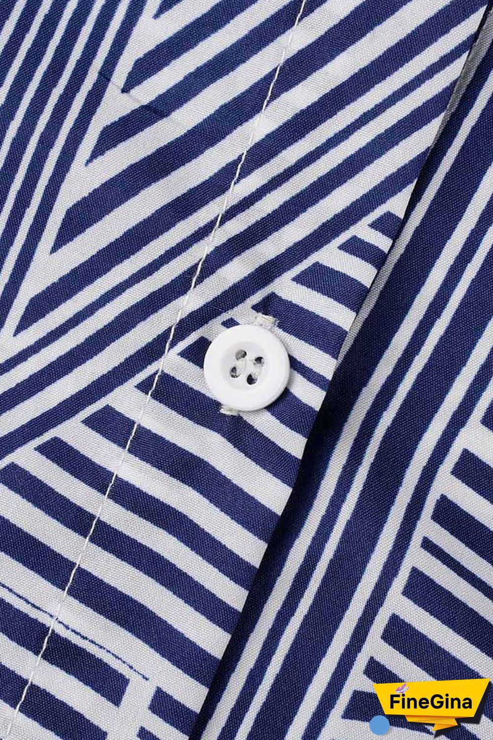 Blue Casual Print Patchwork Turndown Collar Short Sleeve Dress