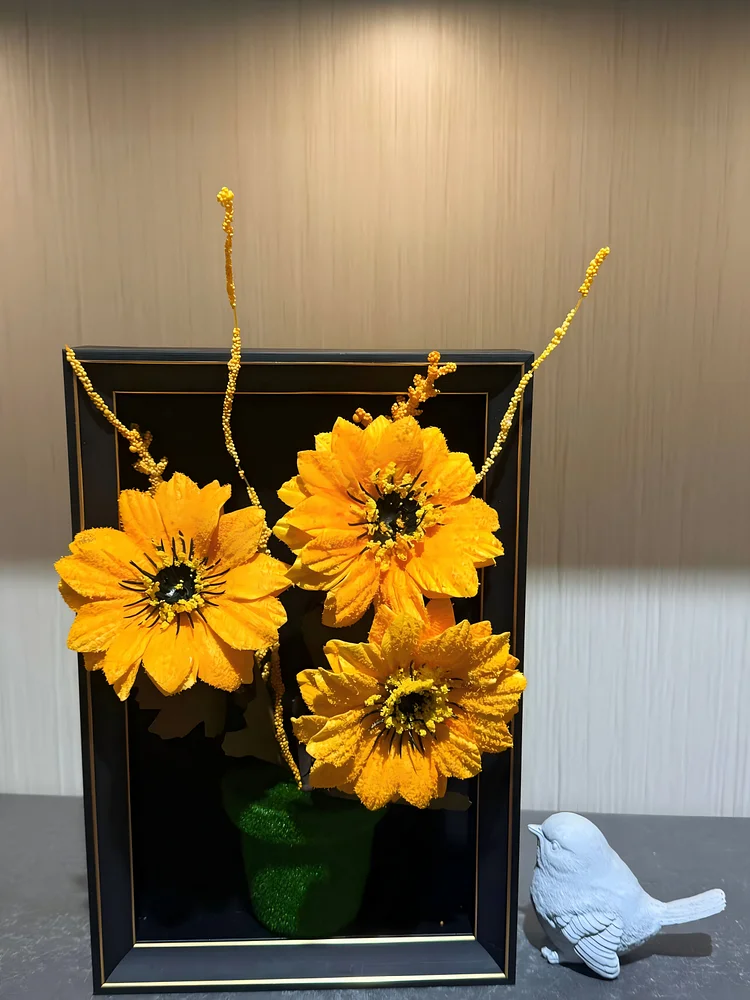  Lifelike & Eco-Friendly Artificial Yellow Sunflower Framed Botanical Display 🌻（Size9 in&times; 12 in）