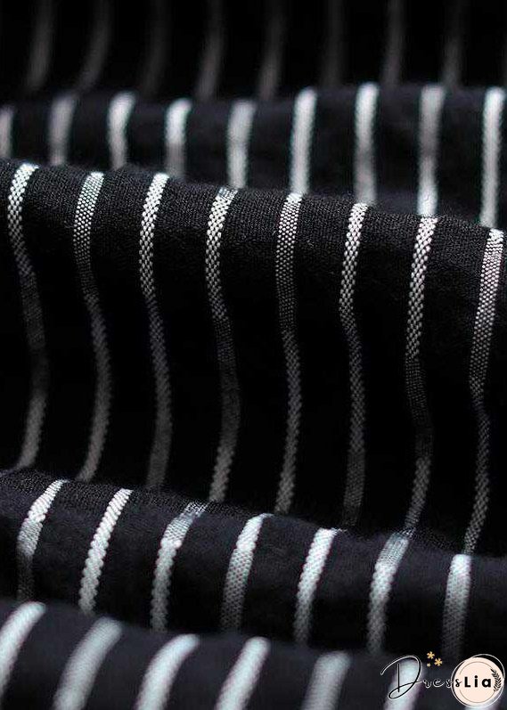 Street Black Striped zippered Pockets Fall Jacket Long sleeve