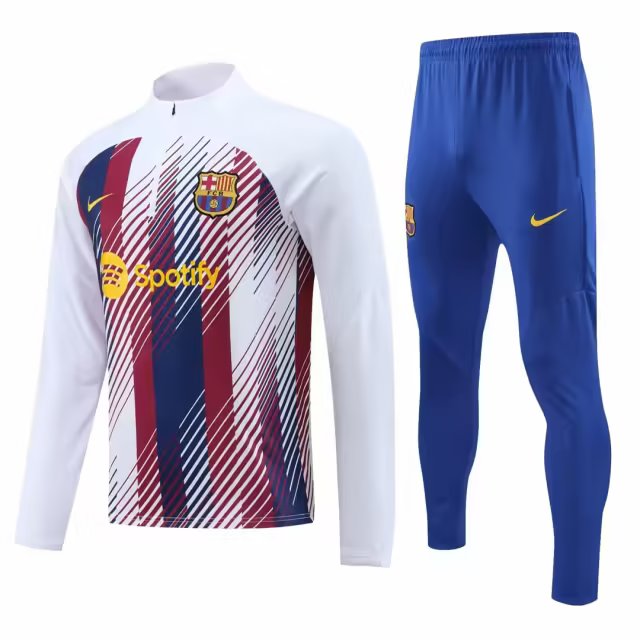 2023/2024 Barcelona Half-Pull Training Suit Red White Blue Jersey Set