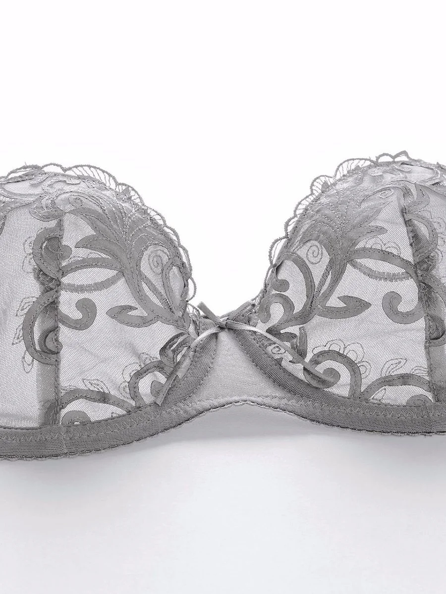 French ultra-thin sexy embroidered women's bra set