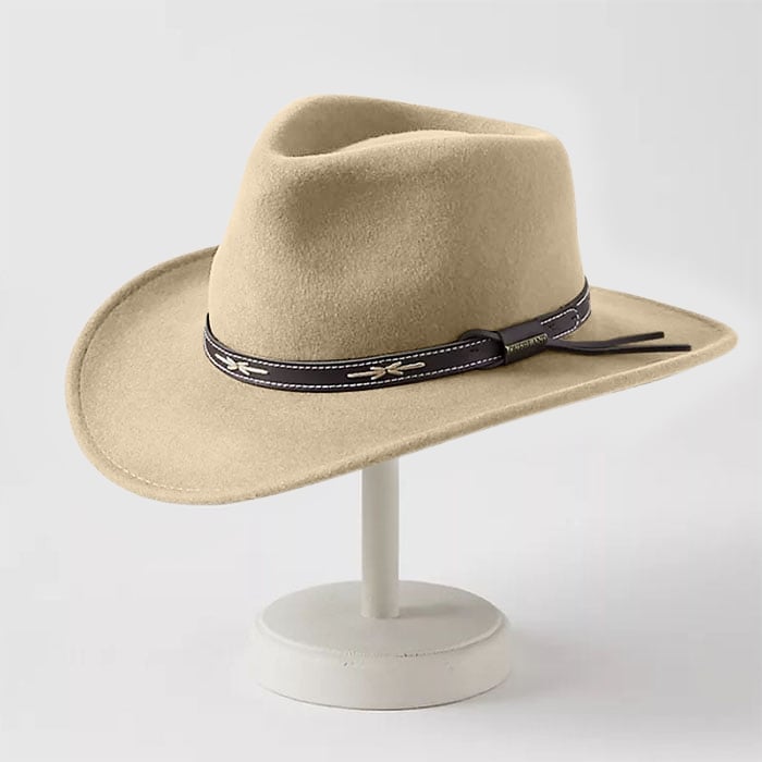 Crushable Wool Cowboy Hat-Khaki 