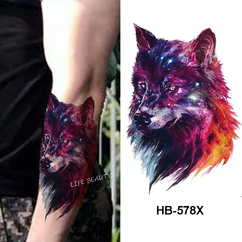 Sdrawing Tiger Cool Temporary Tattoo Sticker Fashion Wolf Waterproof Animal Body Art Arm Fake Removable Tatoo Men Women Personality