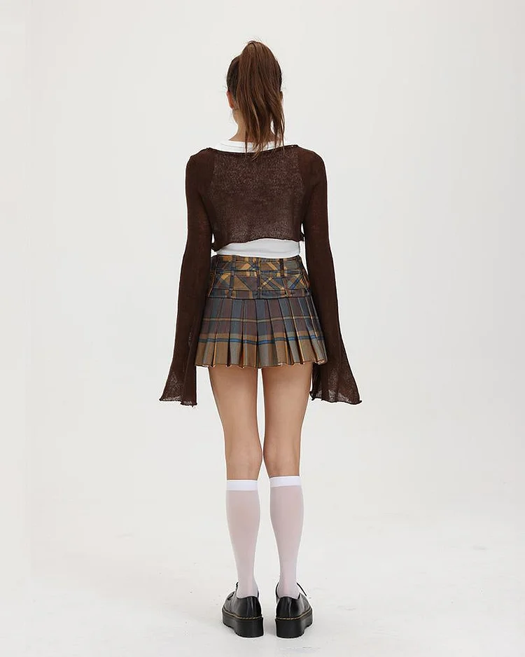 Pleated Mini Skirt (Black, Mocha) – BLANKWardrobe