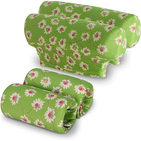 Underarm Crutch's Pad and Hand Grip Covers Universal Forearm Handle Padded Cushion Sets Accessories for Crutches (Green Flower)
