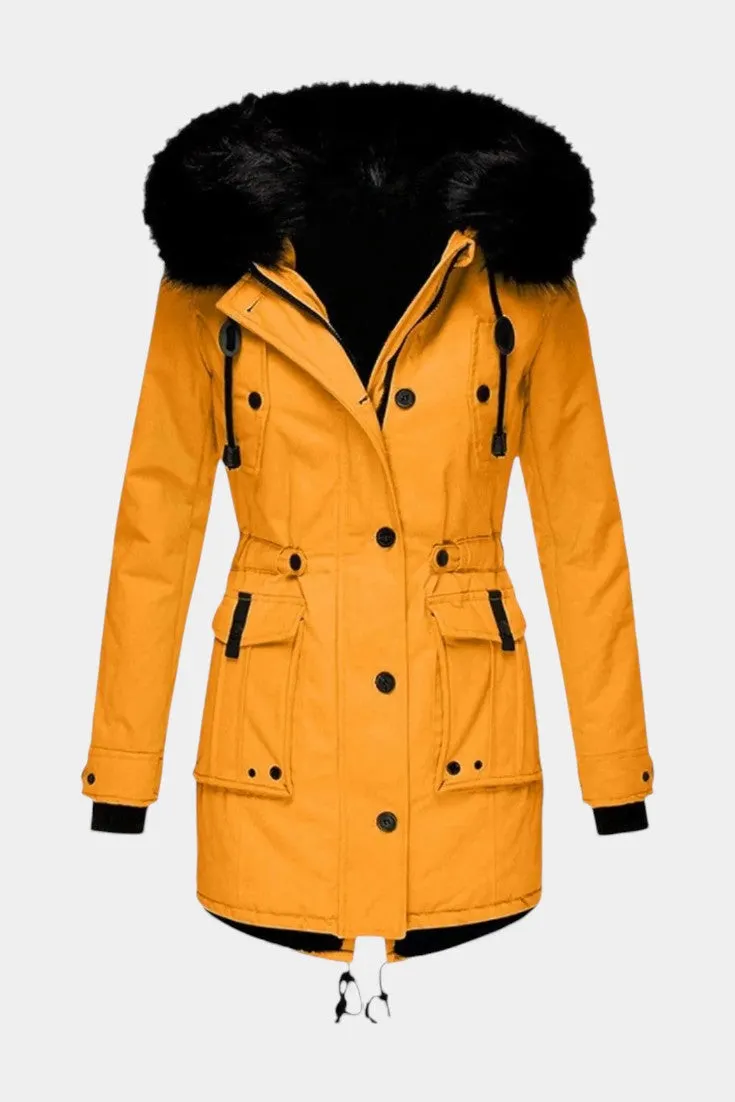 Padded Hooded Parka with Fur Trim