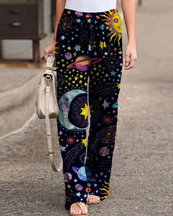 Women's Sun and Moon Loose Pants