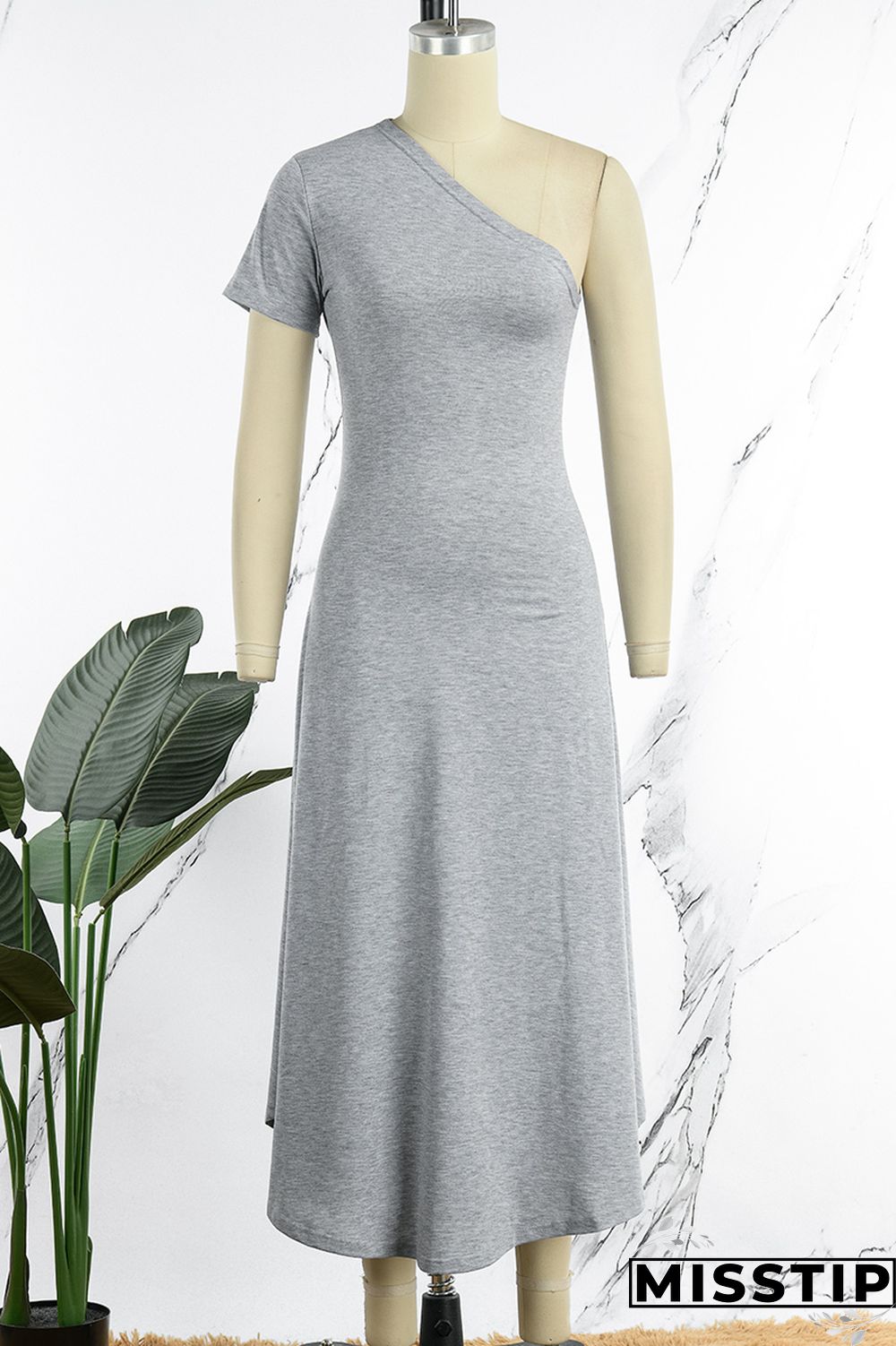 Khaki Casual Solid Patchwork Oblique Collar A Line Dresses