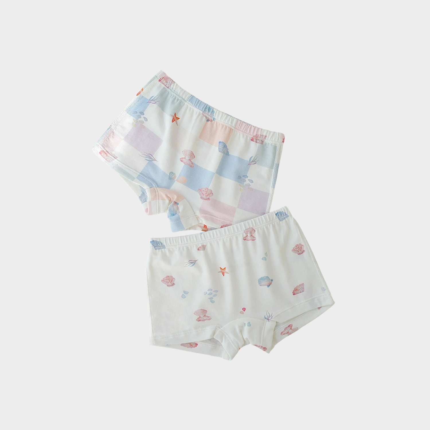 Shell-Themed Bamboo Fiber Girls' Underwear 2-Pack REAL SILK LIFE
