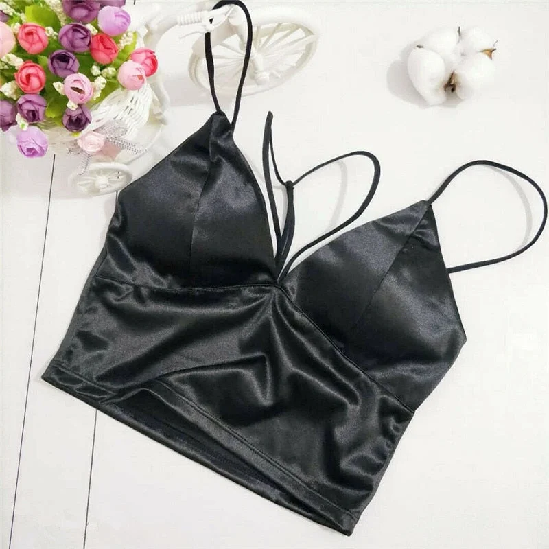 Women Crop Top Casual Strap Vests Wrap Chest Underwear Padded Bra New Crop Top Party Club Bustier Bra Backless Bandage T-shirt