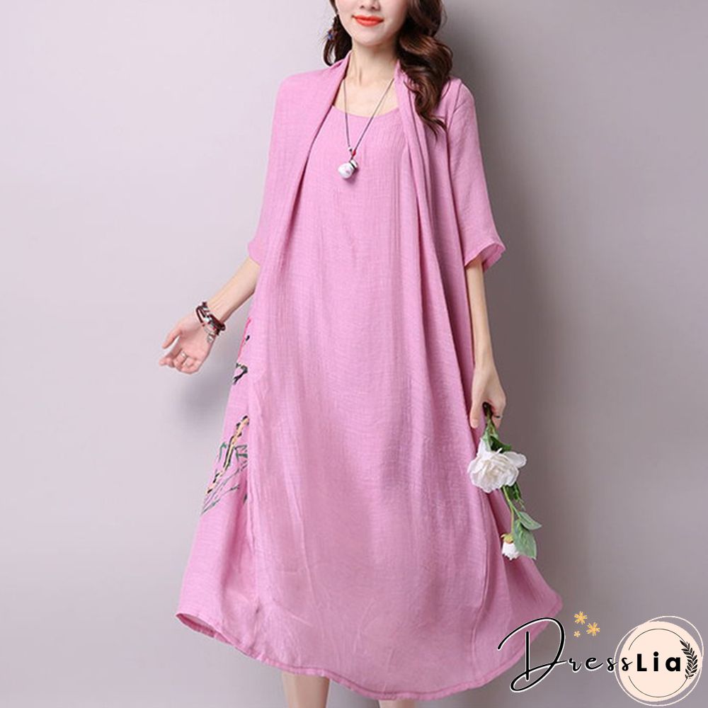 Spring Summer Women's Dress Plus Size Vintage Casual Fashion Half Sleeve Office Elegant One Piece Ladies Fashion Dresses